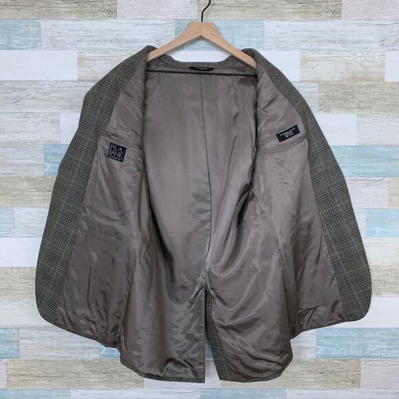 Jos A Bank Wool Sport Coat Jacket Gray Two Button Prince Of Wales Check Mens 43L - Picture 4 of 8